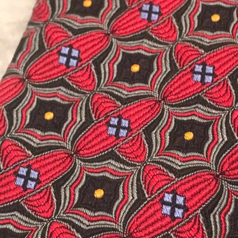 Robert Talbott Nordstrom Silk Tie Mens Red Black Best‎ of Class Quartrefoil USA